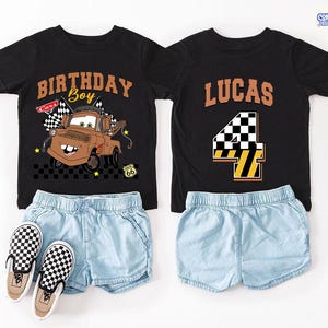 Disney Cars Birthday Shirt, Lightning McQueen Doc Hudson Birthday Boy Tee, Pixar Pit Crew Family Matching Shirt, Racing Car Birthday Trip Bild 4