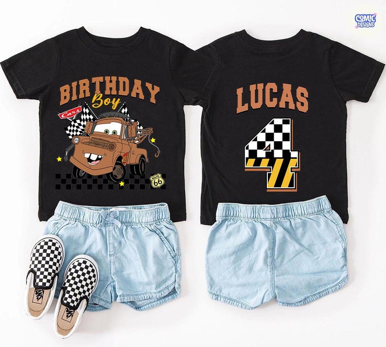 Disney Cars Birthday Shirt, Lightning McQueen Doc Hudson Birthday Boy Tee, Pixar Pit Crew Family Matching Shirt, Racing Car Birthday Trip Bild 4