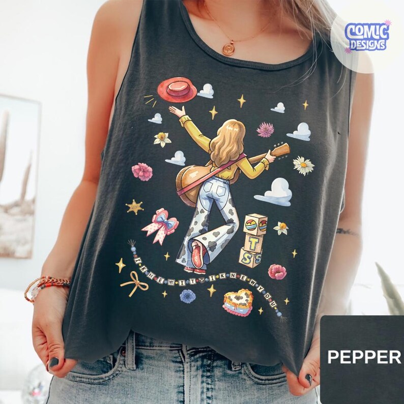 Comfort Color® TS Jessie Cow Girl Tank Top, Toy Story 5 I Knew It I Knew You Shirt, WDW Disneyland Girls Trip Tanktop image 1