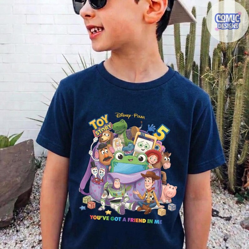 Vintage Toy Story 5 Shirt, Woody Buzz Jessie Rex Lilypad Bullseye & New Tablet Disneyland Kid Shirt, Family You've Got A Friend In Me Shirt image 2
