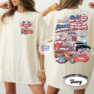 Custom Disney Cars Patriotic Disney 4th of July Comfort Colors Shirt, WDW Disney Family America Fourth of July, Red White and Blue USA Tee image 3