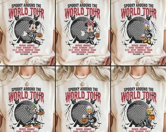 Comfort Colors® Personalized EPCOT Spooky Around The World Shirt, Mickey And Friends Skeleton Halloween Tee,  Epcot Halloween Family Tees
