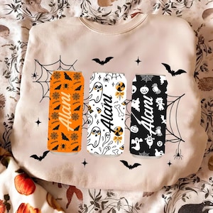 Halloween Energy Drink Can PNG, Spooky Cans PNG Download, Fall Pumpkin Skull Ghost Soda Sublimation, Cute Halloween Can PNG