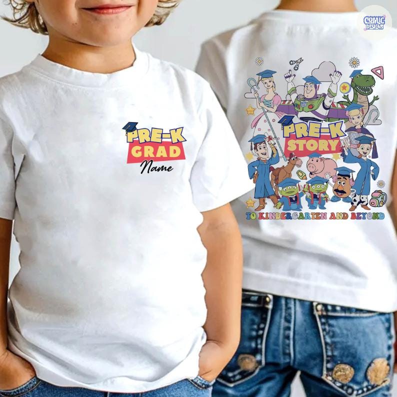 Personalized Disney Toy Story Kindergarten Graduation Shirt, Custom Dad Mom Kids Name Graduation Shirt, Preschool Grad Gift for Daughter Son bild 4
