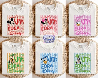 Disney Mickey and Friends School Out For Disney Boxy Tee Comfort Colors Shirt, Cute Teacher End of School, Summer Break Shirt, Last Day Gift