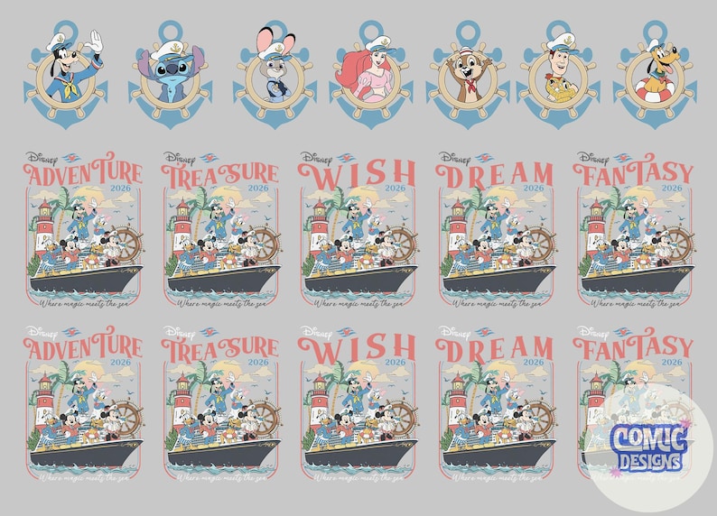 Personalized Disney Cruise 2026 Shirts, Disney Cruise Squad, Mickey and Friends, Where The Magic Meets The Sea, Disney Cruise Trip Shirt image 2
