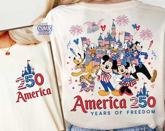 Camiseta patriótica de Mickey y sus amigos para el 4 de julio de Disney, colores cómodos, WDW Disney Family America Fourth of July, camiseta roja, blanca y azul de EE. UU.