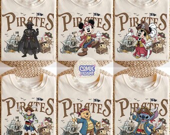 Camisetas personalizadas Disney Pirates Family Boxy de colores cómodos, Disney Pirates of the Caribbean, Pirate's Life, Disney Cruise, Mickey and Friends