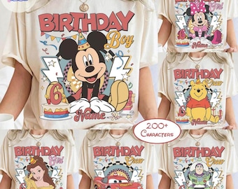 Camiseta de cumpleaños personalizada con personajes de Disney, a juego para toda la familia, cumpleaños de Mickey y sus amigos, camiseta para niño o niña del grupo de cumpleaños.