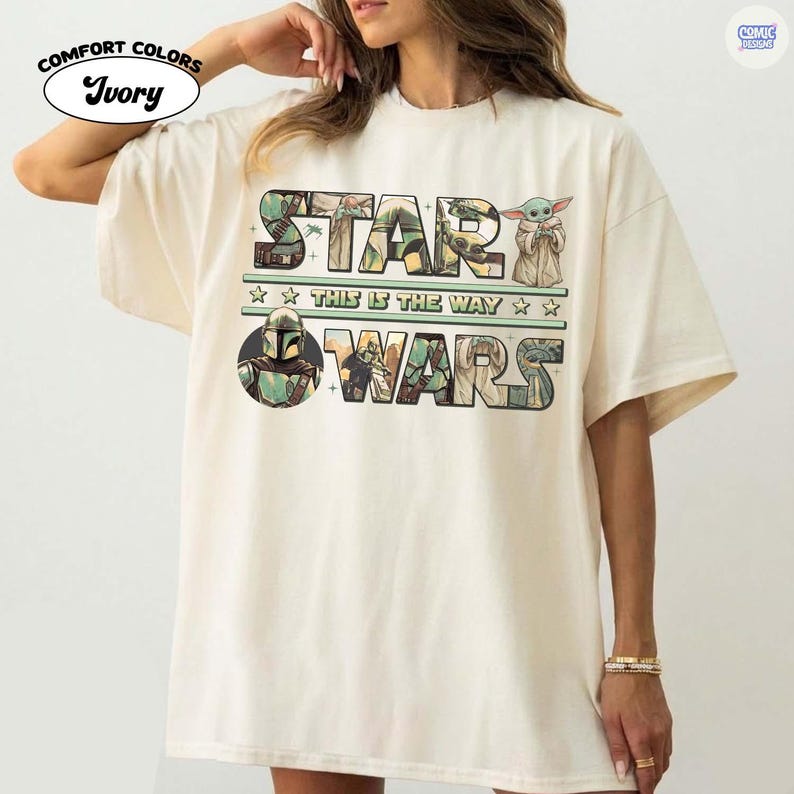 Comfort Colors® Star Wars The Mandalorian & Grogu Shirt, This Is The Way Tee, Grogu Bounty Hunter Shirt, Star Wars Fans Gift Tees image 1