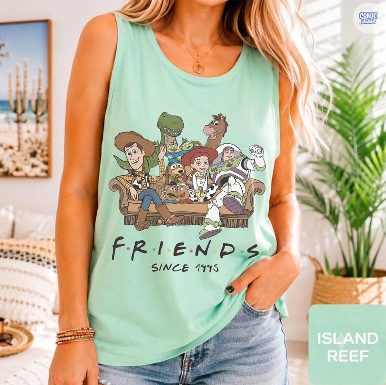 Comfort Color® Retro Toy Story Friends Tank Top, Woody and Buzz Graphic Top, Friends Since 1995 Tee, Disney Family Trip Shirt image 1