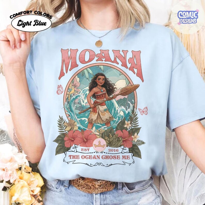 Comfort Colors Retro Moana Live Action 2026 Boxy Tee TShirt, The Ocean Chose Me, Disney Princess, Disneyland Trip 2026 Outfit image 5