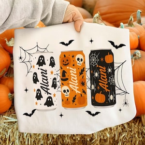 Halloween Energy Drink Can PNG, Spooky Cans PNG Download, Fall Pumpkin Skull Ghost Soda Sublimation, Cute Halloween Can PNG