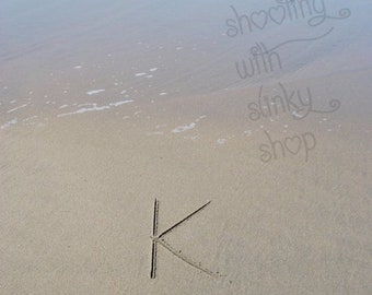 INSTANT Download, Alphabet Letter K, Photography, Home Decor, Wall Art, Sand Alphabet, Writing in the Sand, DIY, PRINTABLE