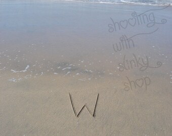 INSTANT Download, Alphabet Letter W, Photography, Home Decor, Wall Art, Sand Alphabet, Writing in the Sand, DIY, PRINTABLE