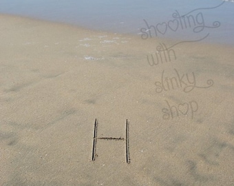 INSTANT Download, Alphabet Letter H, Photography, Home Decor, Wall Art, Sand Alphabet, Writing in the Sand, DIY, PRINTABLE