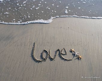 LOVE, Starfish, Writing in the Sand, Instant Download