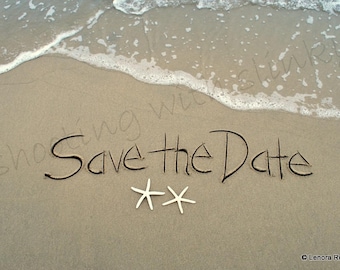 SAVE THE DATE, Wedding, Engagement, Party, Invitations, Writing in the Sand, Instant Download