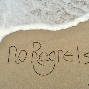 NO REGRETS, Wall Decor, Writing in the Sand, Instant Download