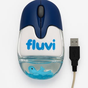 Vintage Fluvi Mouse with Floating Mascot – Rare USB Wired Mouse from Expo Zaragoza 2008