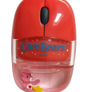 Vintage Care Bears Floating Mouse – Rare Red Wired PC Mouse with Tenderheart Bear