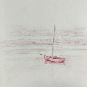 Barca tradizionale irlandese Arte originale / Disegno / Schizzi / Paesaggio irlandese / Costa occidentale / Wild Atlantic Way / Nautico / Bagno / Regalo