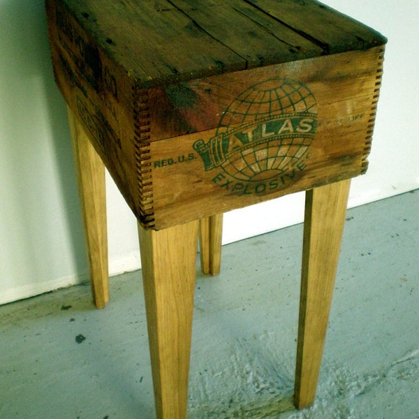 Shipping Crate Side Table (Atlas Explosives) 12in x 18in. x 26in. - FREE SHIPPING