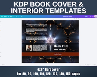 6x9" Hardcover KDP Book Cover & Interior Templates | 80, 90, 100, 110, 120, 130, 140, 150 pages | Book Interior Layout | Ready to Edit Canva