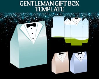 Gentleman Gift Box Canva Template | Wedding Gift Box Template | Groom Gift Box Template | Custom Gift Box Template | DIY Gift Box
