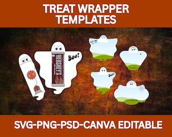 Halloween Treat Wrapper Template | Hershey's Bar Wrapper | Trick or Treat Favor | Candy Wrapper | Printable Party Favors | Canva Editable