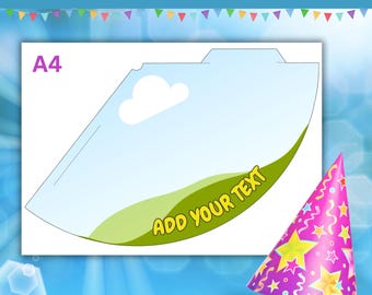 No Glue Party Hat Canva Template | Custom Party Hat Template | Paper Hat Template | DIY Party Hat | Canva Editable Templates