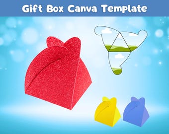 Triangular Gift Box Canva Template | Custom Gift Box Template | Paper Box Template | DIY Gift Box | Canva Editable Templates