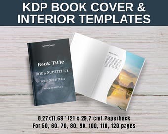 8.27x11.69" Paperback KDP Cover & Interior Templates Canva | 50, 60, 70, 80, 90, 100, 110, 120 pages | Photo Book Template | A4-Based Size
