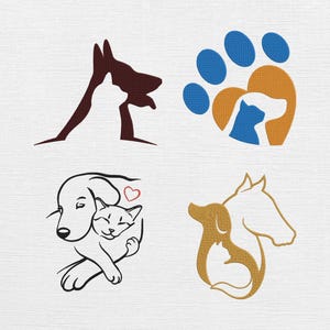 Pet Lovers Embroidery Design Bundle - Dog and Cat Double Exposure Machine Embroidery - Animal Paw Heart Pattern - 9 Sizes