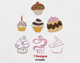 Cupcake Embroidery Design Bundle: Bakery Chef Pattern - 9 Sizes