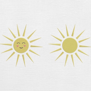Cute Smiling Sun Embroidery Design - Sun Digital Design - Sun Machine Embroidery - Instant download - 11 Sizes