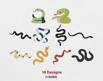 Snake Embroidery Design Bundle – Machine Embroidery Patterns (Digital Download)