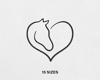 Horse Heart Embroidery Design: Equestrian Love Pattern (15 Sizes, Digital Download)