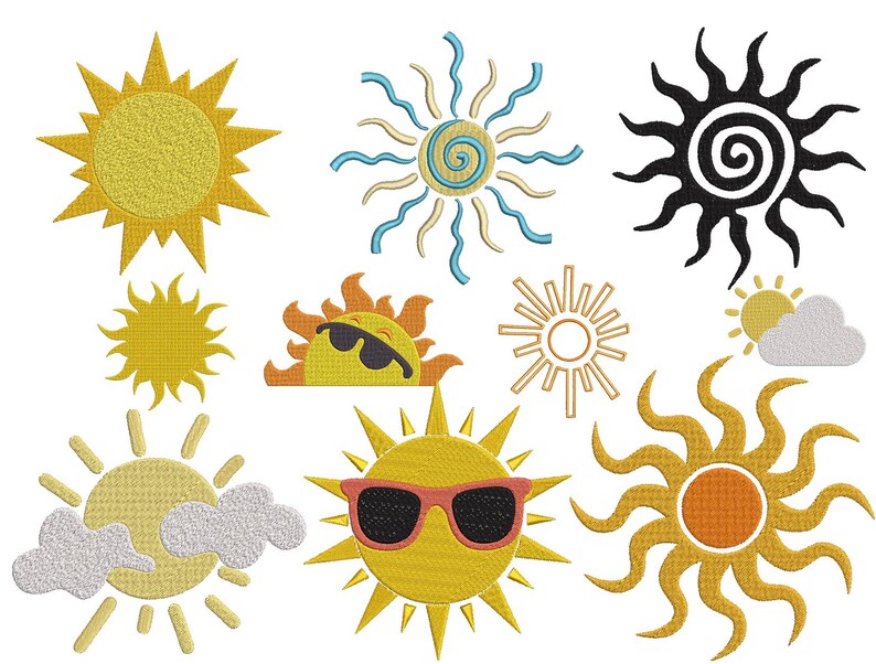 Sun Machine Embroidery Design: Mini Sun Bundle, 9 Sizes (digital ...