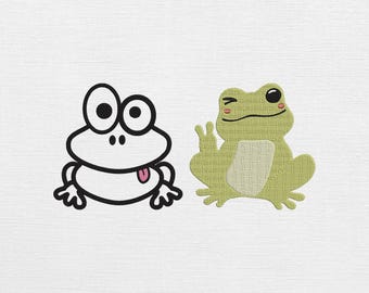 Frog Machine Embroidery Design – Funny Animal Pattern (Digital Download)