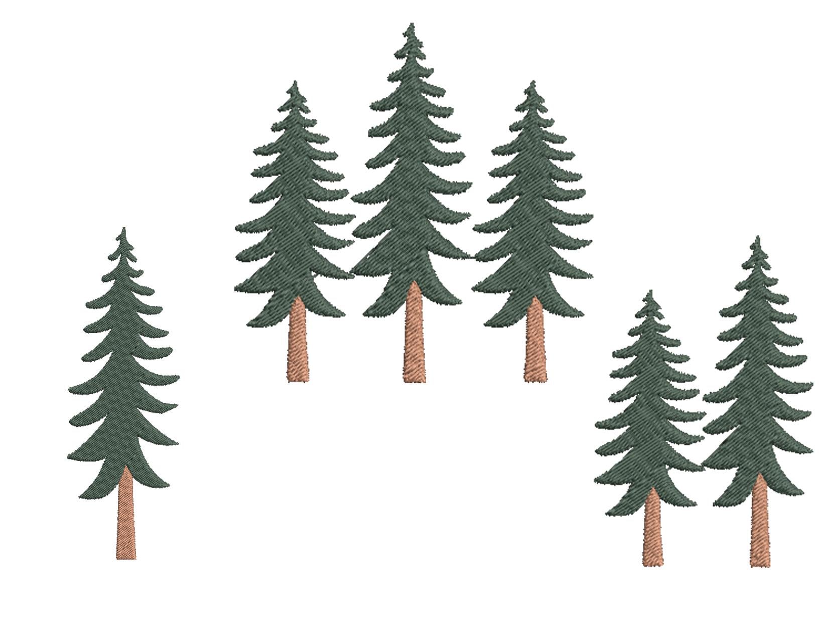 Pine Tree Embroidery Design Bundle – 3 Evergreen Trees (digital Files ...