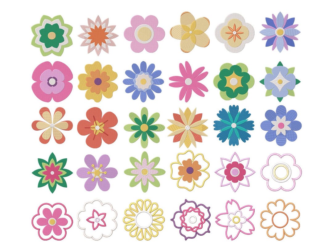 Mini Flower Machine Embroidery Designs Bundle - Floral Embroidery ...