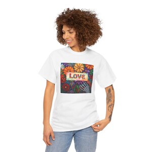 Vibrant Floral Art Tee, Women Heavy Cotton Tee, Gift for Garden Lovers, Summer Apparel, Nature-Inspired T-Shirt, Colorful Casual Wear