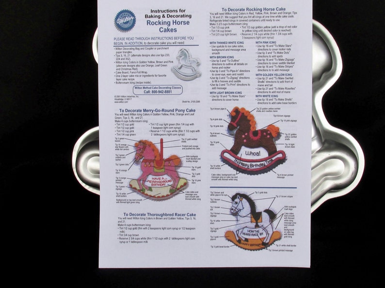 Vintage Wilton Rocking Horse Aluminum Cake Pan 1984 with Instructions 2105-2388