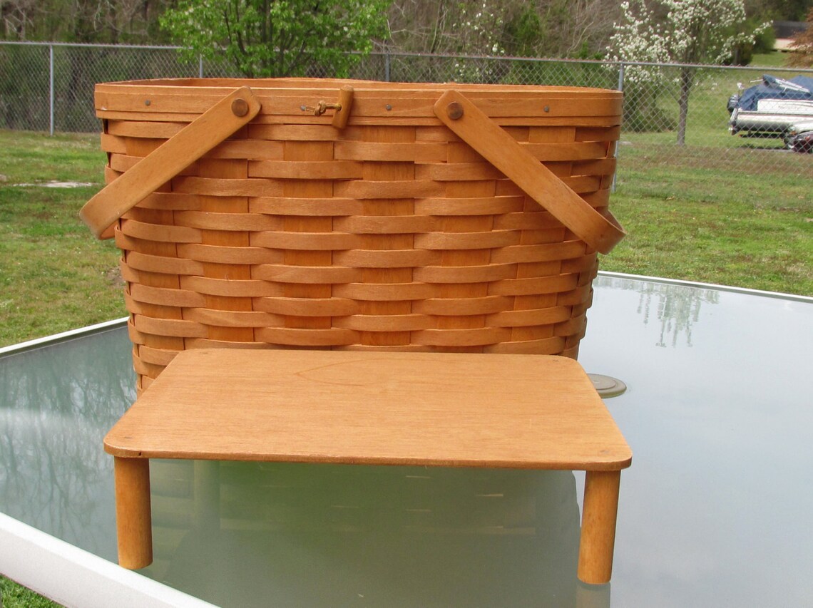 Vintage Longaberger Large Picnic Basket With Riser 1992 Etsy