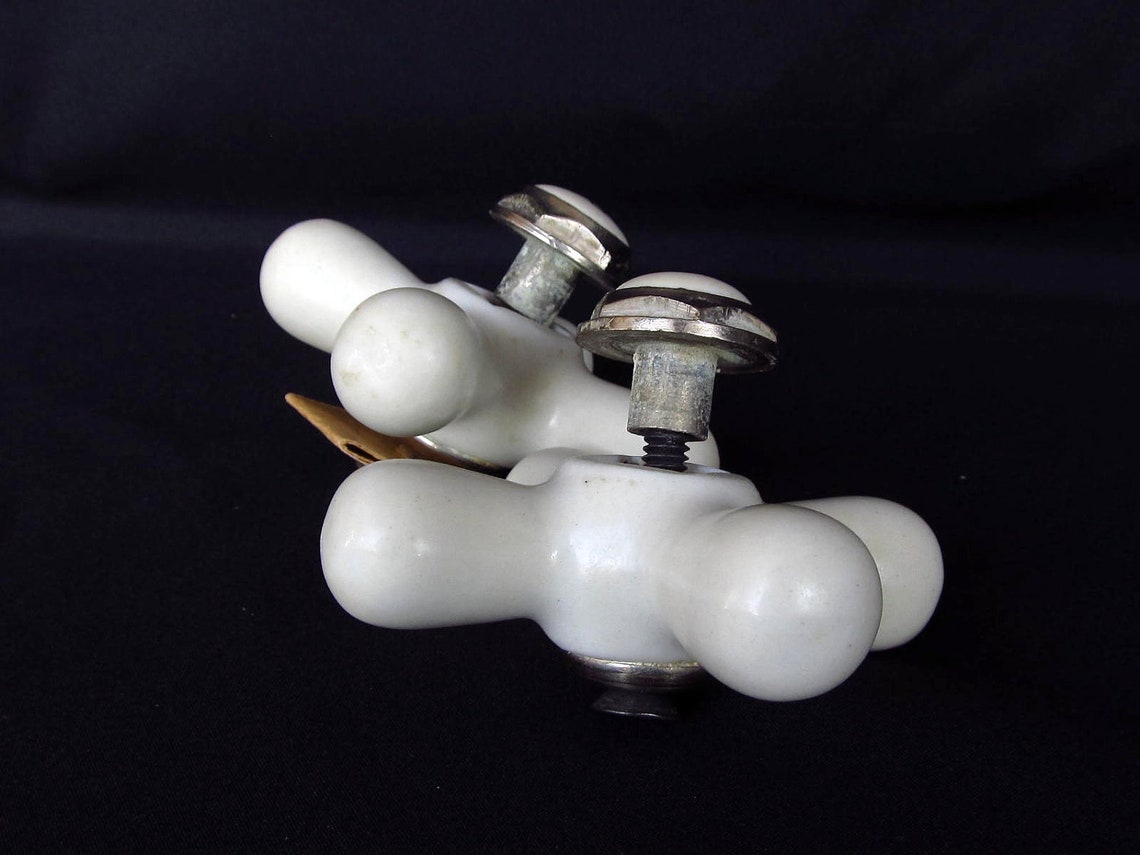 Vintage White Porcelain Bathroom Faucets Handles 1920 1930 Etsy