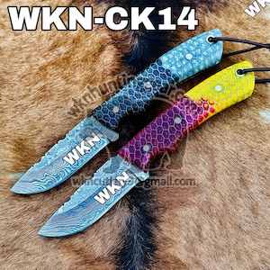 handmade cowboy knife, damascus steel knife, western cowboy knife, honeycomb knife, with cross draw leather sheath...