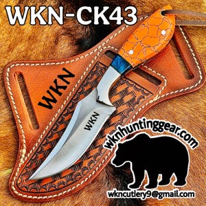 handmade cowboy knife, cowboy pocket knife, personalized gift with cross draw leather sheath for birthday or anniversary gift for him-her