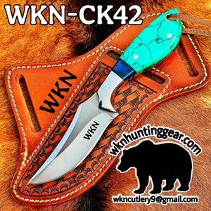 handmade cowboy knife, cowboy pocket knife, personalized gift with cross draw leather sheath for birthday or anniversary gift for him-her