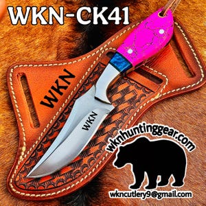 handmade cowboy knife, cowboy pocket knife, personalized gift with cross draw leather sheath for birthday or anniversary gift for him-her